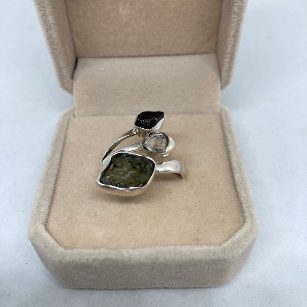 💯 % GENUINE CZECH MOLDAVITE RING - Picture 5 of 7